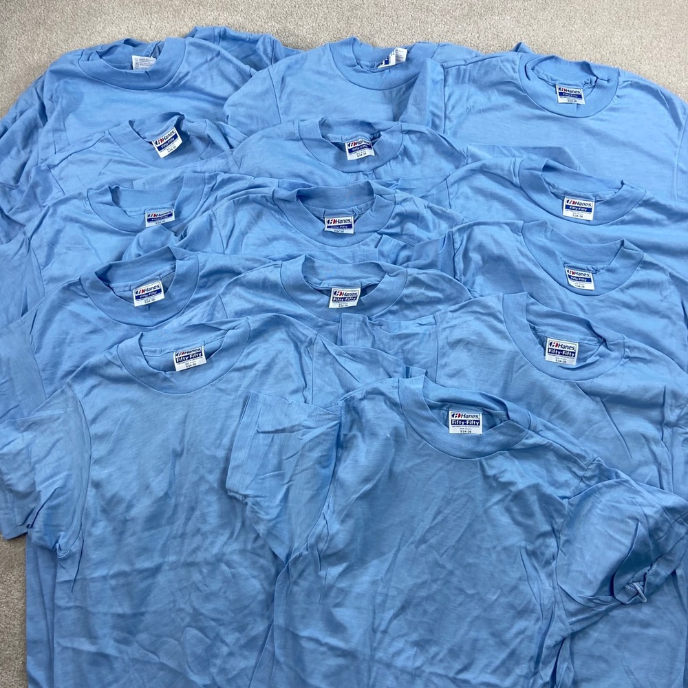 Vintage Lot Of 15 Hanes Fifty-Fifty T-Shirt Mens Small S Single Stitch Blank Tee